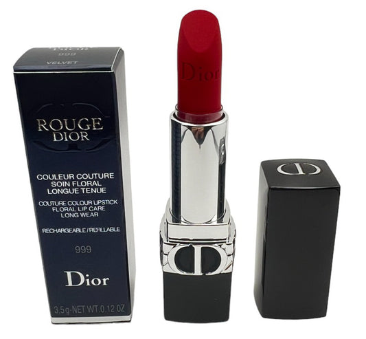 Dior Rougue Contour Colour Lipstick & Wear 999 Velvet Red Long Wear Lip Colour