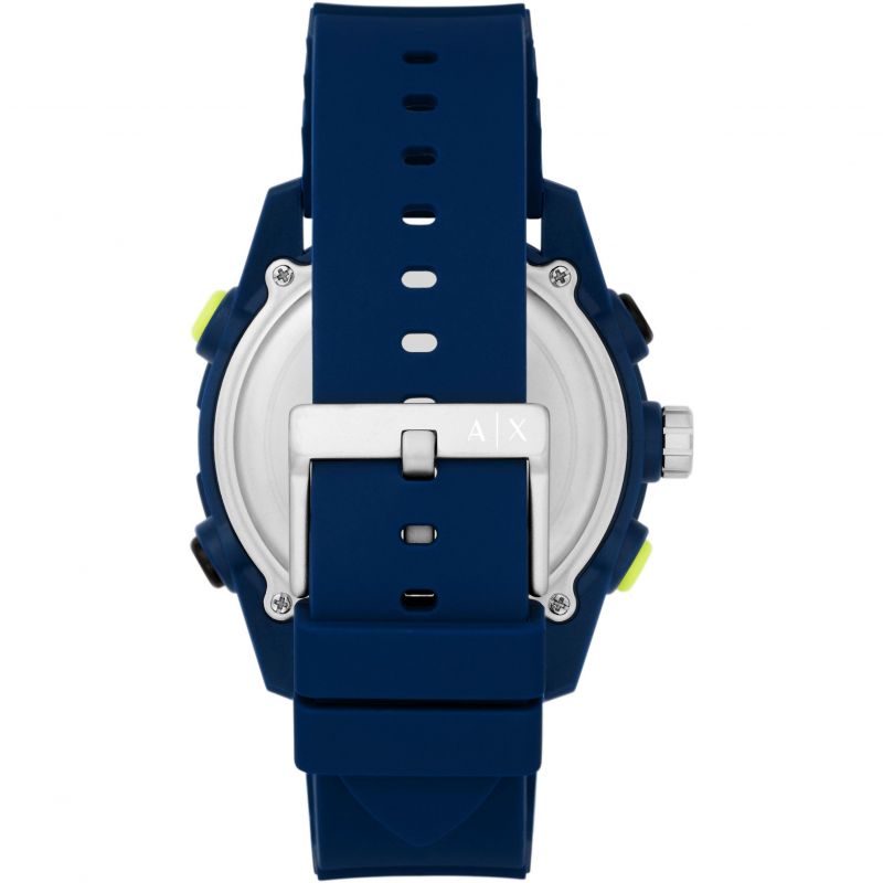 Armani Exchange Men's Blue Rubber D-Bolt Watch: Practical and Handsome Timepiece