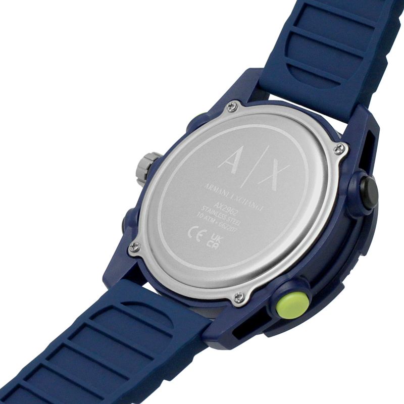 Armani Exchange Men's Blue Rubber D-Bolt Watch: Practical and Handsome Timepiece