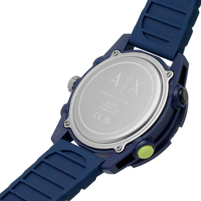 Armani Exchange Men's Blue Rubber D-Bolt Watch: Practical and Handsome Timepiece