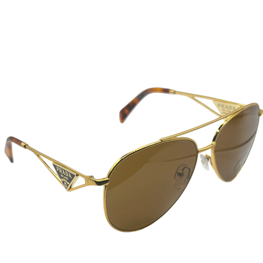 Prada PR 73ZS 5AK-01T 58#14 140 Sunglasses - Gold Frame, Brown Lens