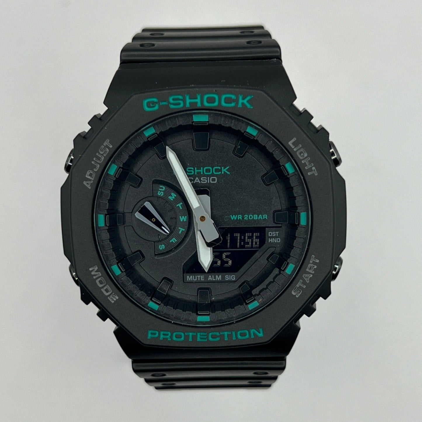 Casio G-SHOCK GA-2100 Men's Analog-Digital Watch, Black Teal Accent