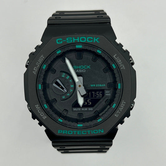 Casio G-SHOCK GA-2100 Men's Analog-Digital Watch, Black Teal Accent