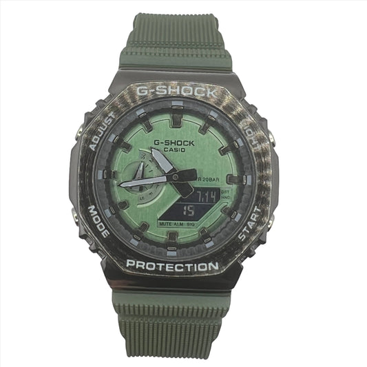 Casio G-SHOCK GM-2100 Men's Analog-Digital Quartz Watch - Green Resin Strap, Green Metal Case