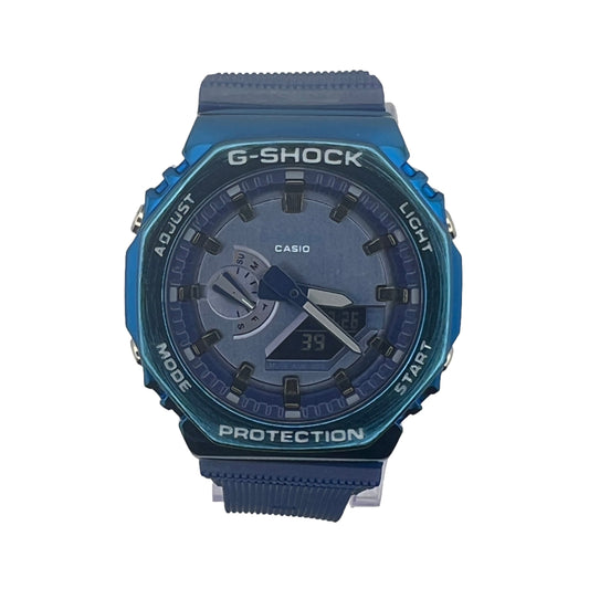 Casio G-SHOCK GM-2100H Men's Analogue-Digital Quartz Watch - Metal Case, Blue Dial