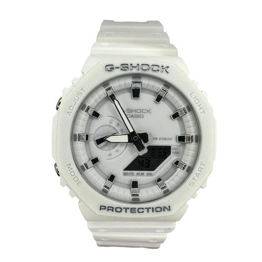 Casio G-SHOCK GA-2100H Watch - Sleek Design, Shock Resistant, White Dial, White Strap