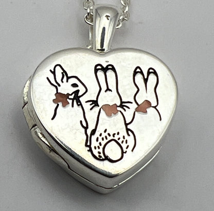 Beatrix Potter Locket Necklace | Sterling Silver | Sleeping Bunnies