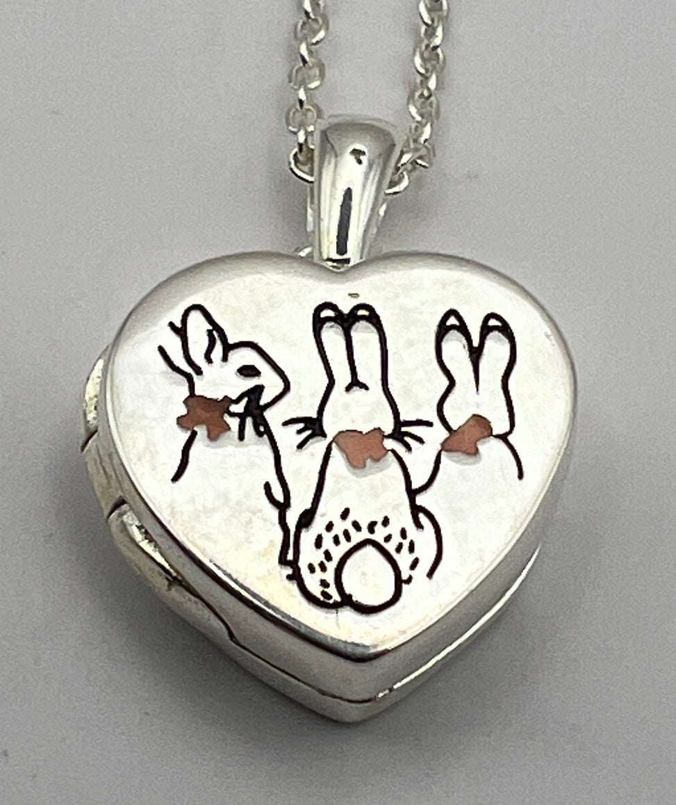 Beatrix Potter Locket Necklace | Sterling Silver | Sleeping Bunnies