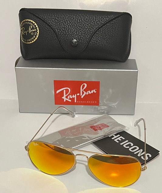 Ray-Ban Aviator Sunglasses RB3025 112/69 3N - Matte Gold Frame with Flash Orange Lenses