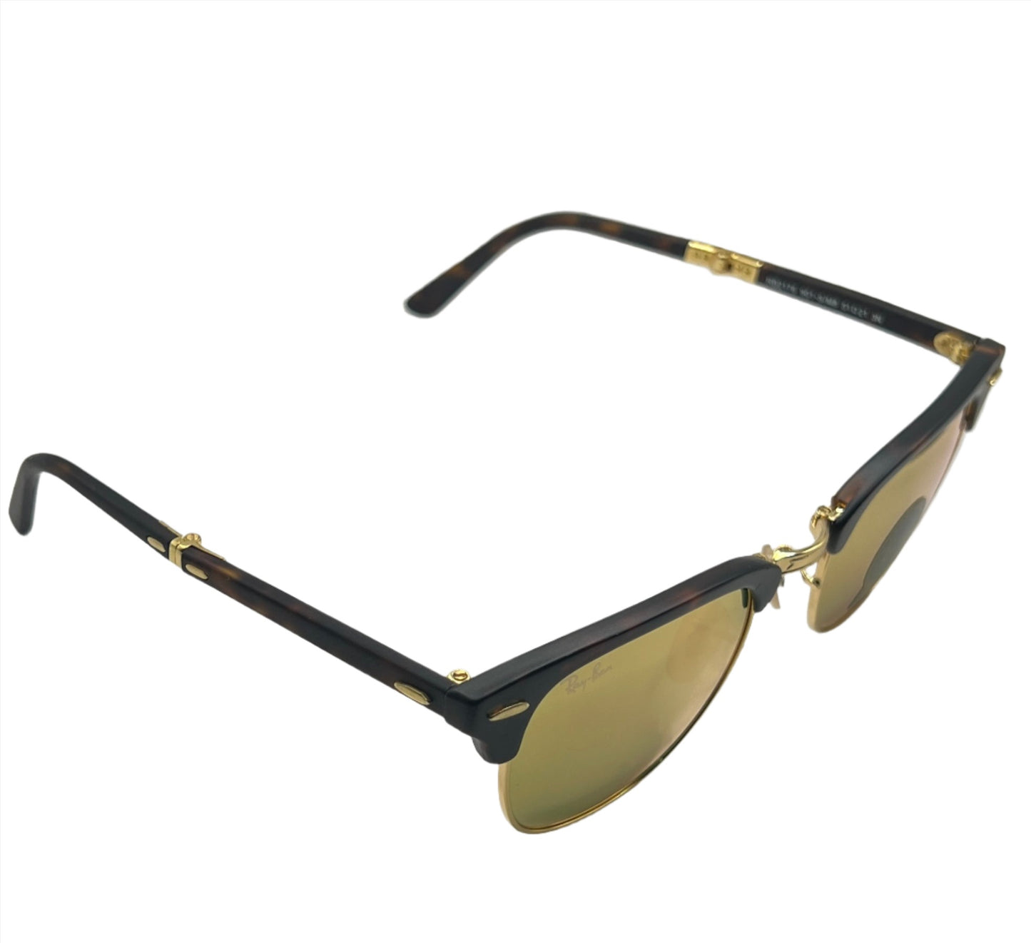 Ray-Ban Clubmaster Folding Sunglasses RB2176 901-S/MB 3N - Tortoise/Gold Frame with Green Lenses