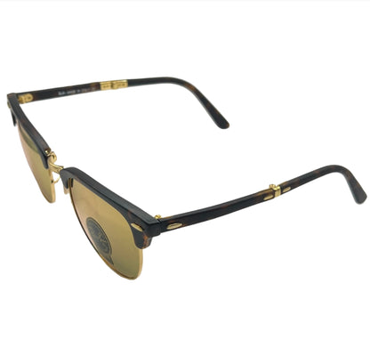 Ray-Ban Clubmaster Folding Sunglasses RB2176 901-S/MB 3N - Tortoise/Gold Frame with Green Lenses