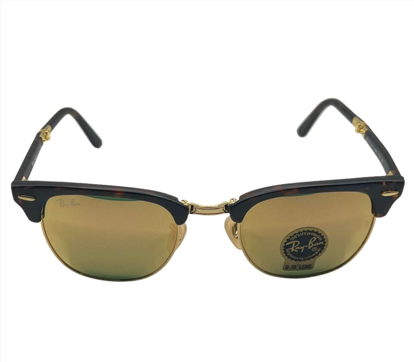 Ray-Ban Clubmaster Folding Sunglasses RB2176 901-S/MB 3N - Tortoise/Gold Frame with Green Lenses