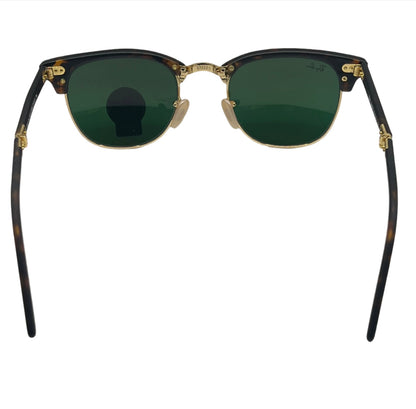 Ray-Ban Clubmaster Folding Sunglasses RB2176 901-S/MB 3N - Tortoise/Gold Frame with Green Lenses