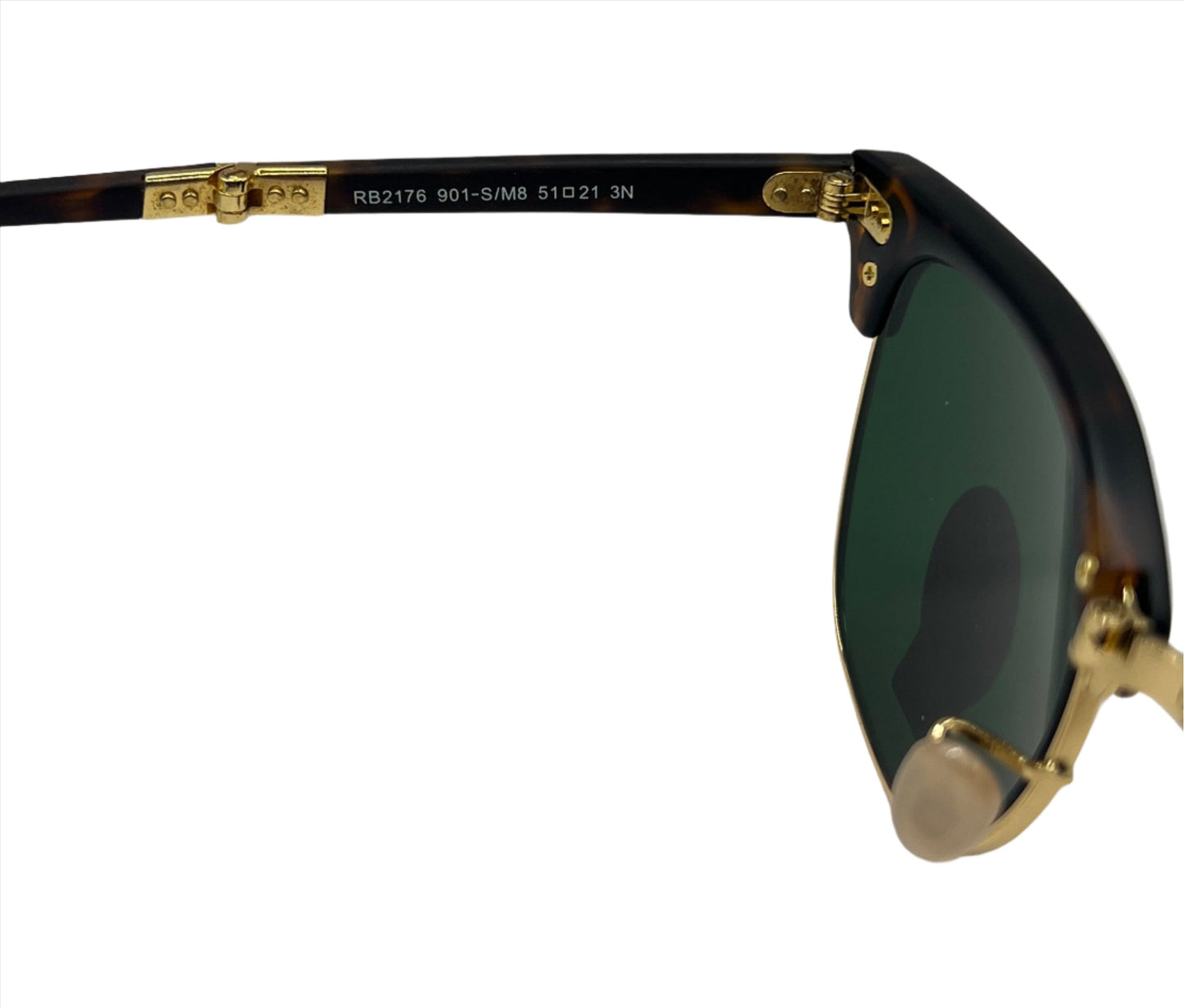 Ray-Ban Clubmaster Folding Sunglasses RB2176 901-S/MB 3N - Tortoise/Gold Frame with Green Lenses