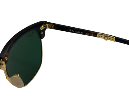 Ray-Ban Clubmaster Folding Sunglasses RB2176 901-S/MB 3N - Tortoise/Gold Frame with Green Lenses