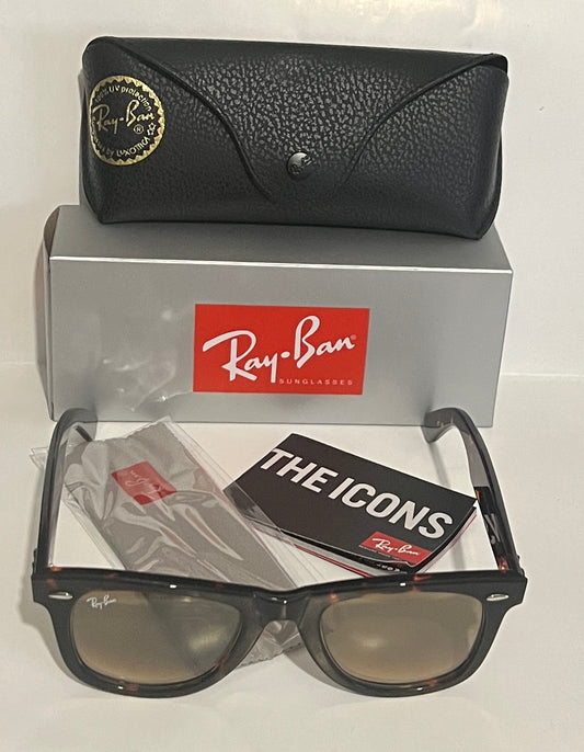 Ray-Ban Wayfarer RB2140 902/51 3N TRI Sunglasses - Tortoise Frame, Brown Gradient Lens