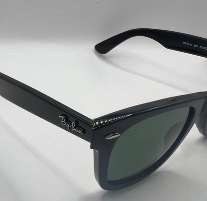 Ray-Ban Wayfarer RB2140 901 3N TRI Sunglasses - Black Frame, Green Classic Lens