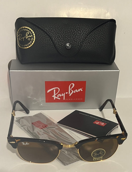 Ray-Ban Clubmaster Folding RB2176 901-S/M8 3N Sunglasses - Tortoise Frame, Brown Lens