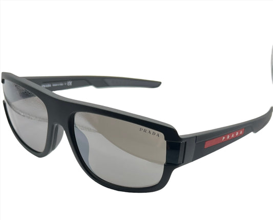 Prada SPS 03W-F DG0-08F 66mm Black Sport Sunglasses with Silver Mirrored Lenses