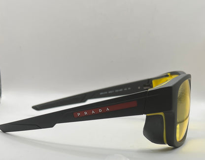 Prada SPS 07W DG0-09R 59#17 130 3N Sunglasses - Black Frame, Yellow Lens