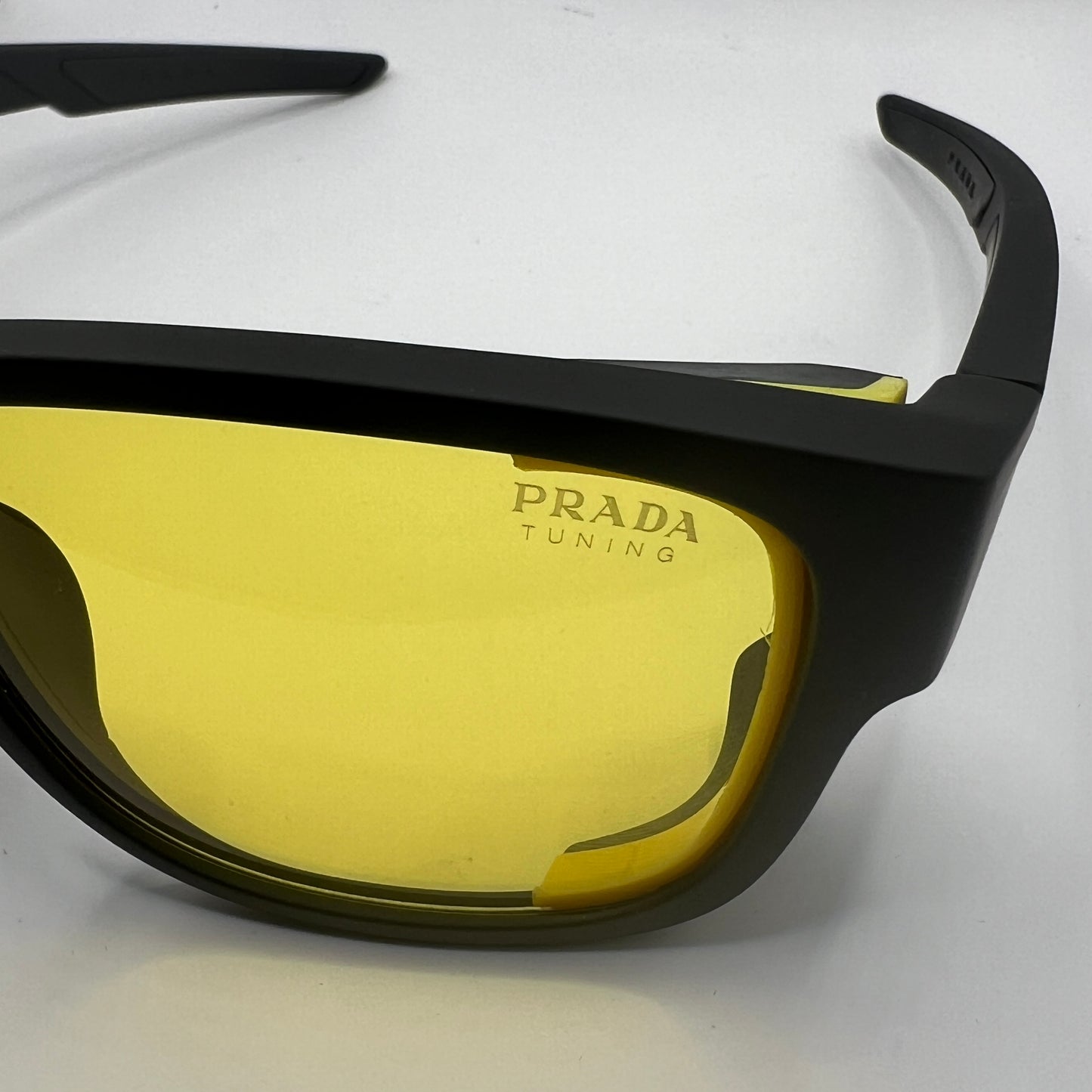 Prada SPS 07W DG0-09R 59#17 130 3N Sunglasses - Black Frame, Yellow Lens