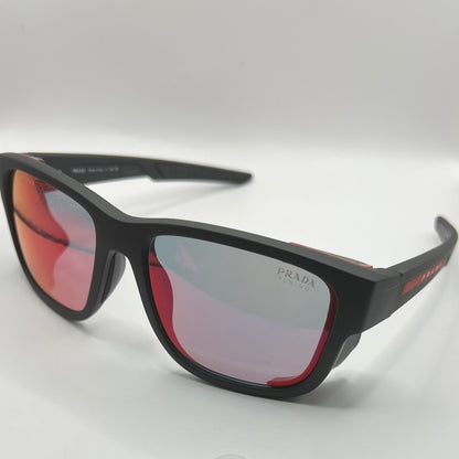 Prada SPS 07W DG0-09R 59#17 130 3N Sunglasses - Black Frame, Red Mirrored Lens