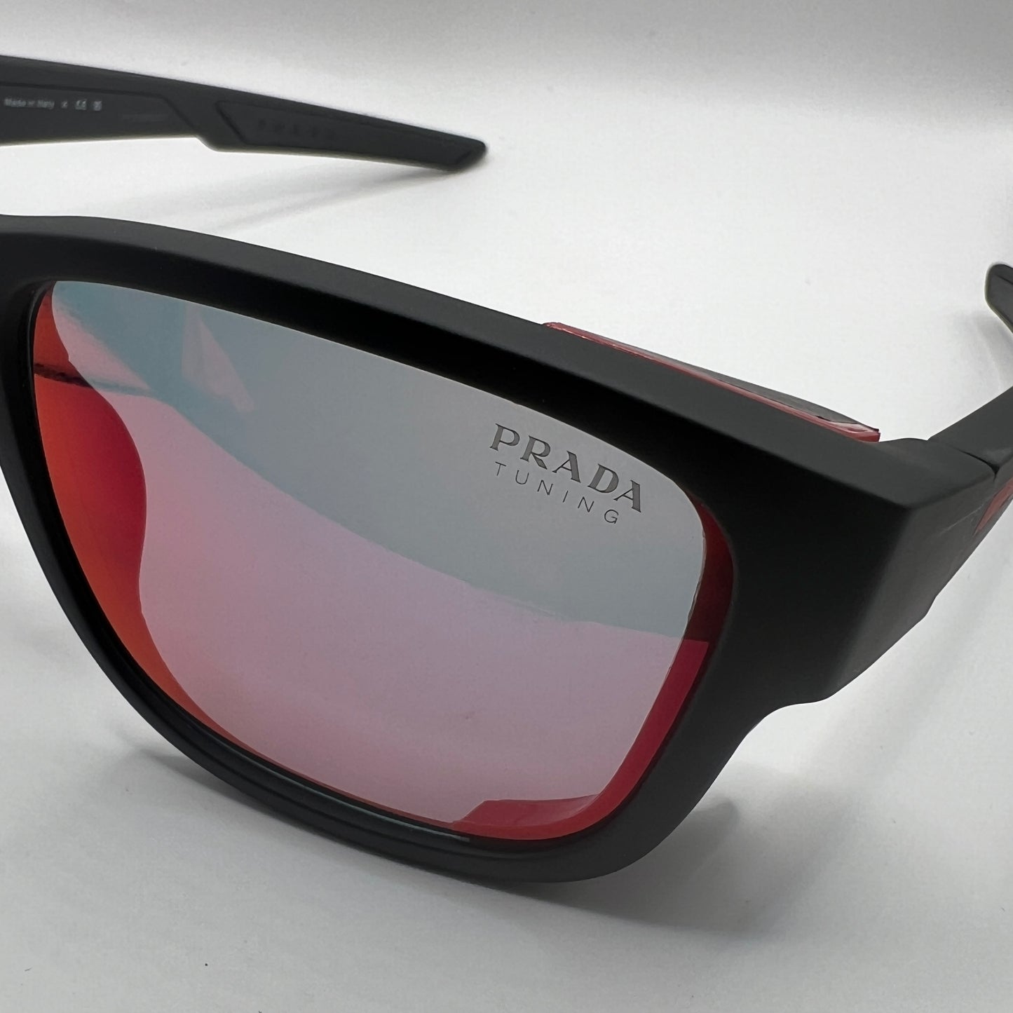 Prada SPS 07W DG0-09R 59#17 130 3N Sunglasses - Black Frame, Red Mirrored Lens