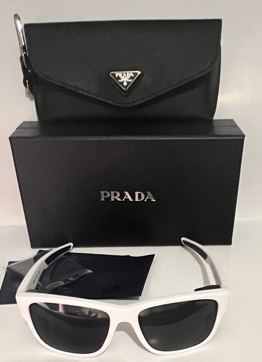 Prada SPS 07W TWK-06R 59#17 130 3N Sunglasses - White Frame, Grey Lens