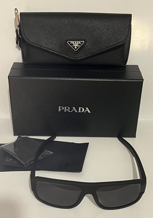 Prada Linea Rossa SPS 03W-F DG0-08F 140 3N Sunglasses - Black Frame, Grey Lens