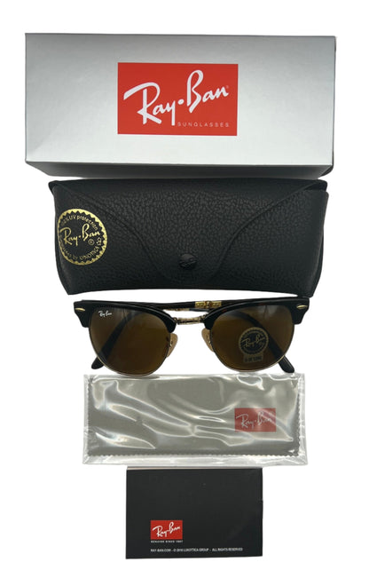 Ray-Ban Clubmaster RB2176 901-S/M8 Sunglasses - Iconic Design, 51mm, Gold Accents