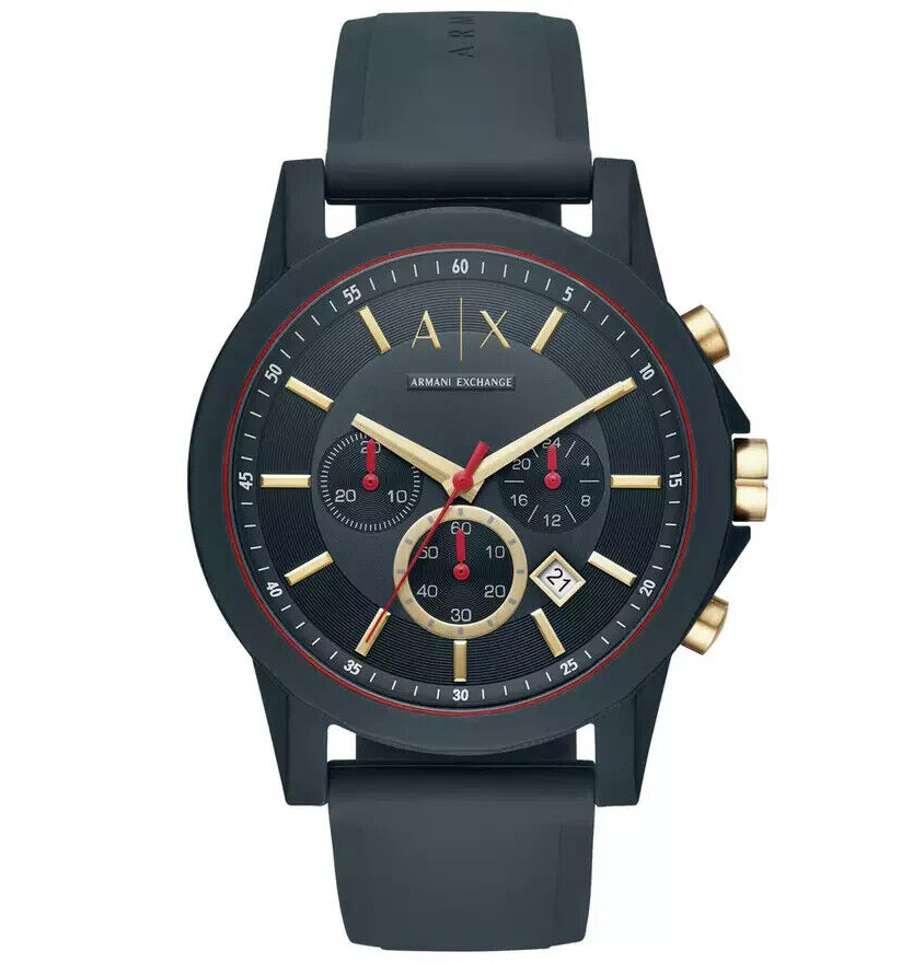 Armani Exchange Blue Chronograph Men's Watch | Gold-Tone Hands | Warranty