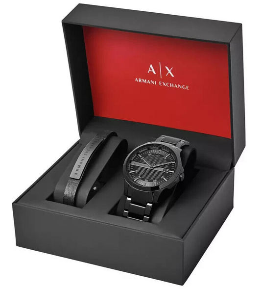 Armani Exchange Men's Stainless Steel Bracelet Watch Set AX7101 - Black IP Watch