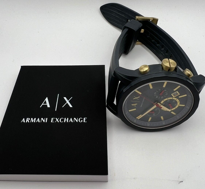 Armani Exchange Blue Chronograph Men's Watch | Silicone Strap | Warranty