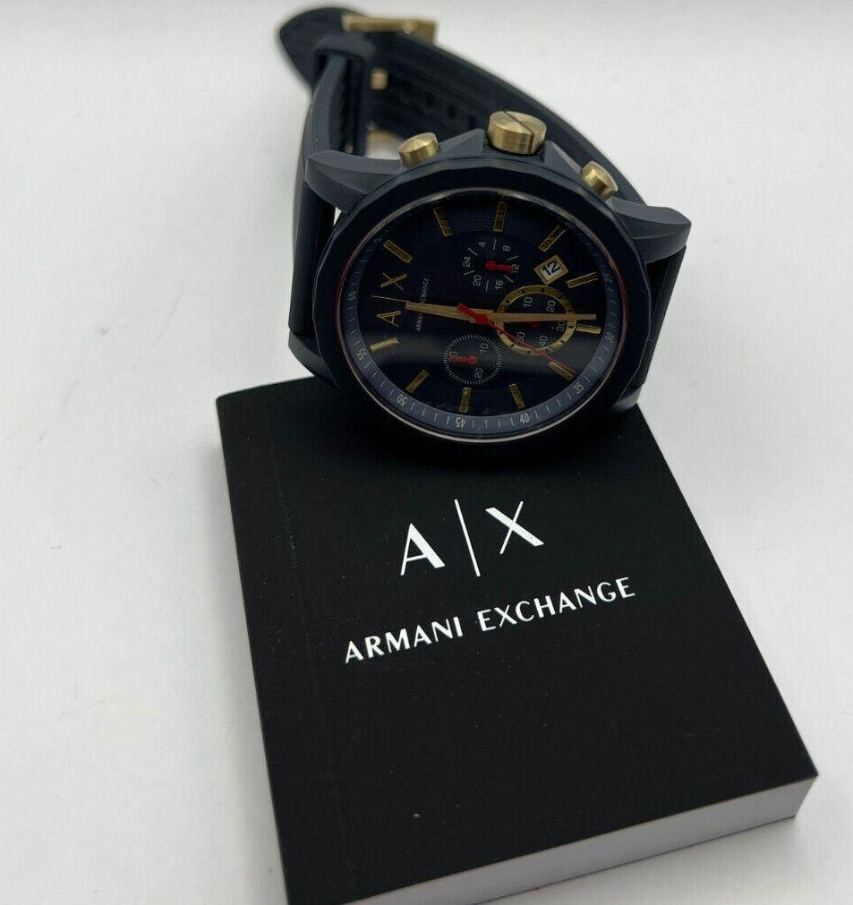 Armani Exchange Blue Chronograph Men's Watch | Gold-Tone Hands | Warranty