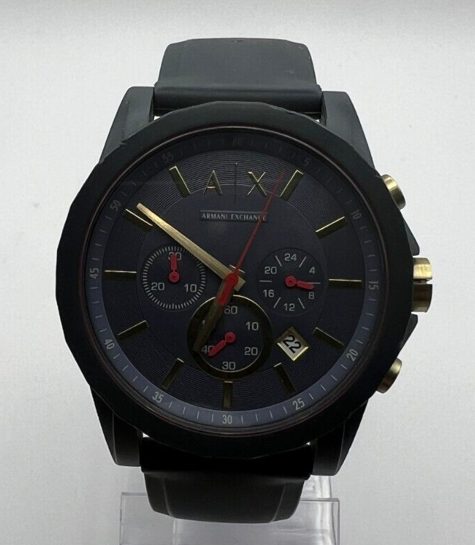 Armani Exchange Blue Chronograph Men's Watch | Silicone Strap | Warranty